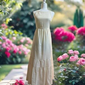 Zara Cream Backless Maxi Dress